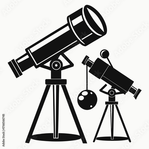 Telescopes vector clean black silhouette design white background