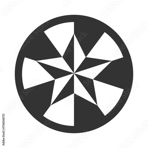 Star graphic symbol. Star in a circle isolated sign on white background. Abstract design element template. Vector illustration