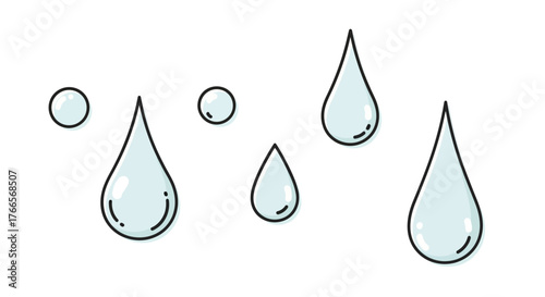Illustration of Various Sizes of Water Drops.