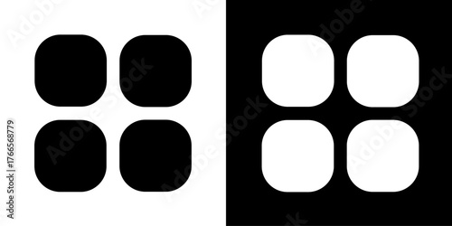 High Contrast Black and White Four Square Grid Symbol
