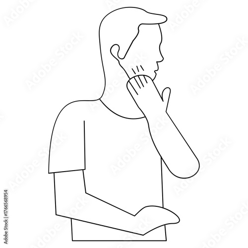 Tooth Pain One Line Art � Dental Pain Minimal Illustration Vector