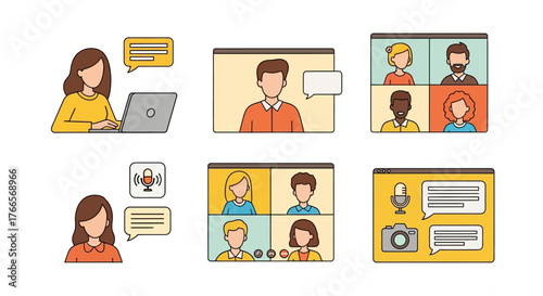 People Engaged in Online Video Conference Meeting.