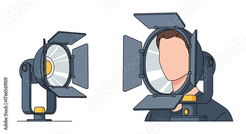 Professional Studio Lighting Equipment with Reflector and Barn Doors.