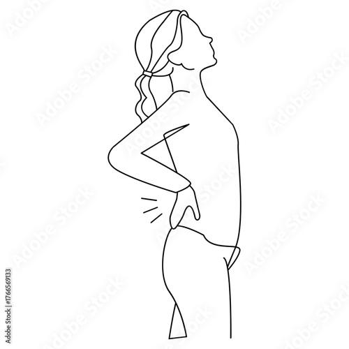 Lower Back Pain One Line Vector � Spine Discomfort Minimal Art