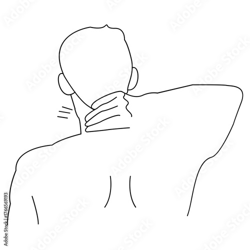 Neck and Shoulder Pain One Line Drawing � Body Ache Minimal Vector Art