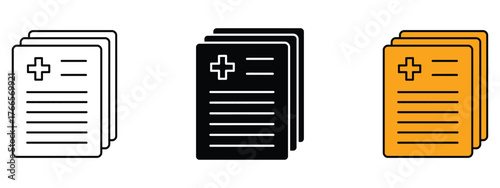 Medical record icon vector. patient records, health forms, and clinical charts symbol. vector illustration.