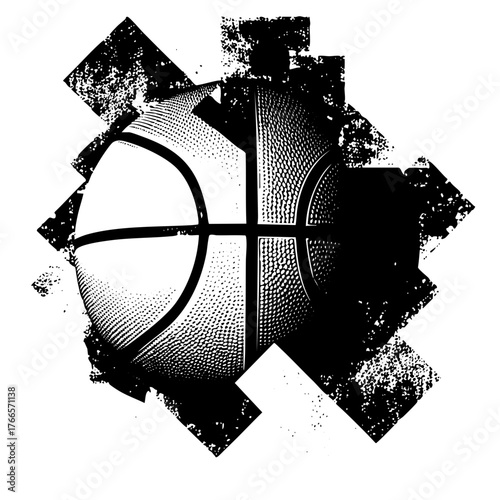 Basketball Explodes with Grunge Texture