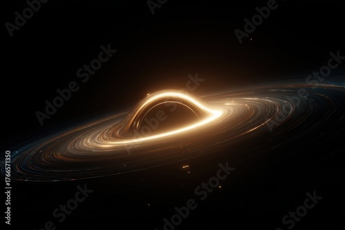 Golden Light Black Hole - Abstract Space and Energy Illustration