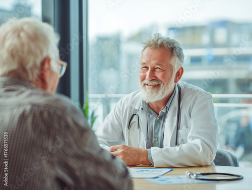 Doctor Consulting with Elderly Patient 의사가 노인 환자와 상담하는 모습