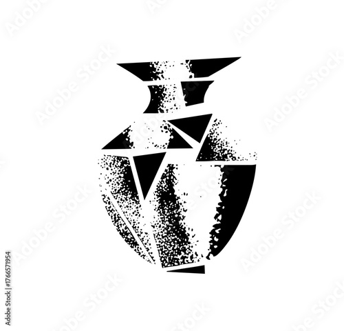 Vase breaks apart in abstract composition