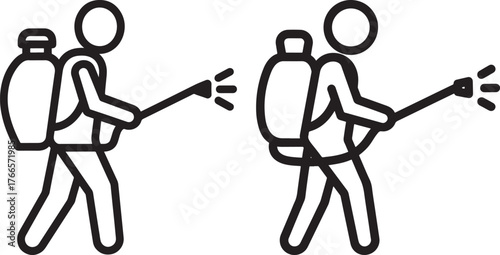 Pest control worker spraying pesticide silhouette