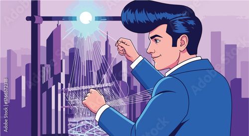 Reality Weaver – Modern Vector Depicting the Architecture of Virtual and Physical Business Worlds 2