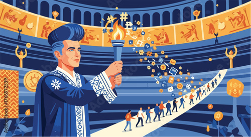 Ritual Marketer – Conceptual Vector Depicting Brand Loyalty and Emotional Engagement 2