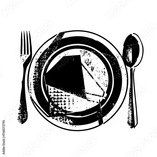 Cake Slice Presents Celebration in a Dining Setting