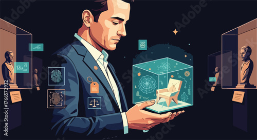 Sentience Curator – Futuristic Vector Concept of Human and AI Ethics in Modern Leadership