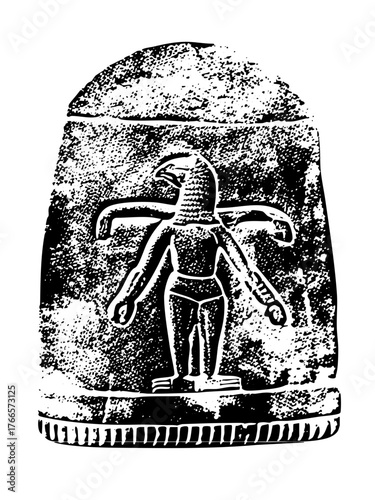 Egyptian Deity Stands Guard in Ancient Temple