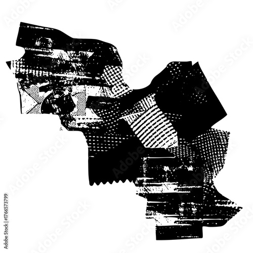 Abstract shapes interact dynamically in a composition