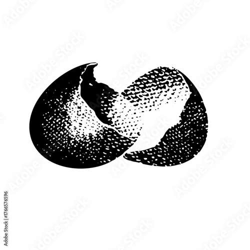 Broken egg reveals content in abstract composition