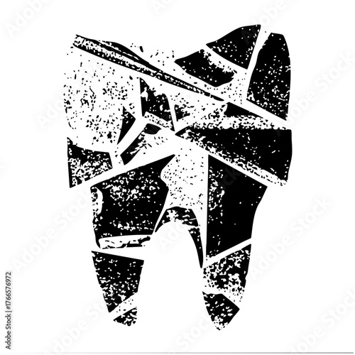 Tooth breaks apart in a dental illustration