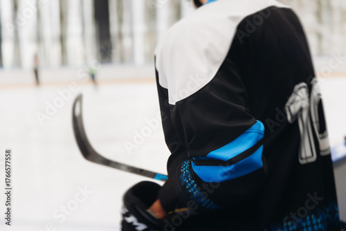 Canvas Print Hockey match game on ice rink arena stadium, team of ice hockey professional pla