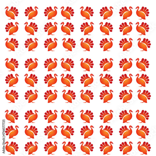 Seamless Thanksgiving Turkey Pattern on Black Background