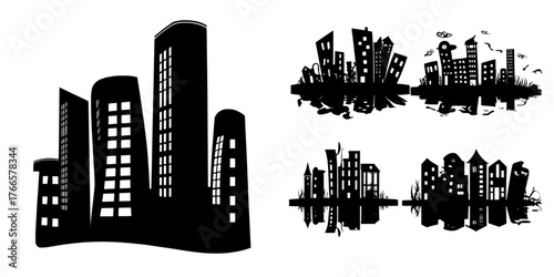 Modern flat minimalistic isolated illustration of urban street art mural with abstract designs