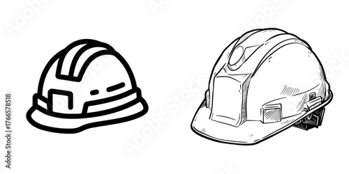 Icon representing a safety helmet for construction work in a modern illustration