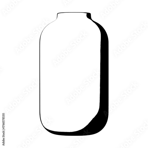 The depiction includes a 3D white ceramic vase and a porcelain glass or pottery flower pot isolated on the background, with a focus on a bottle sculpture featuring realistic design, as well as an