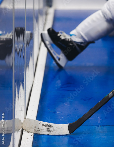 фотографія Hockey match game on ice rink arena stadium, team of ice hockey professional pla