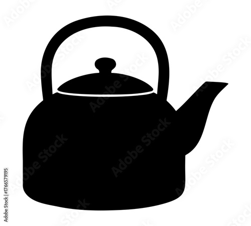 Black tea kettle silhouette vector illustration