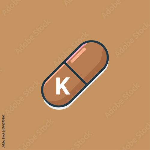 Vitamin K icon logo flat vector design