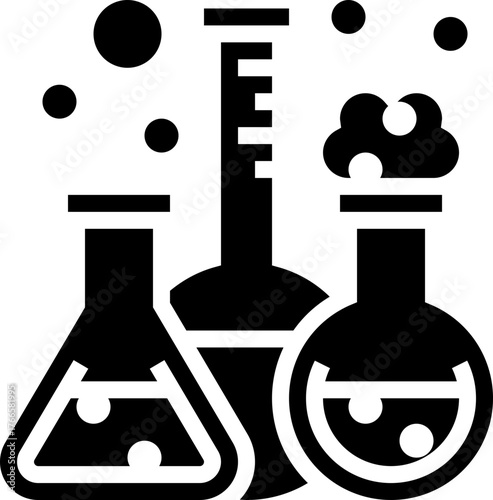 Biotechnology Icon - Vector illustrations for medical research, genetics, and lab work Outline and solid style.molecule Solid icon.microscope icon.labs tube for science glyph icon.atom Solid icon.