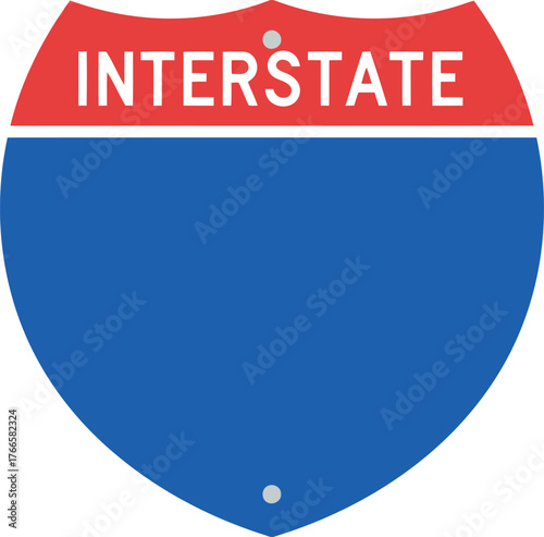 Blank interstate highway sign shield red blue empty route marker vector