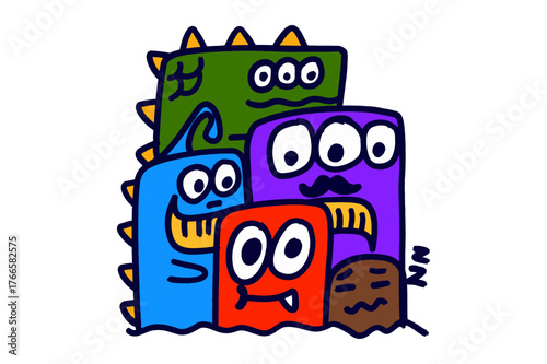 Funny Cartoon Monster Illustrations in Bright Colors