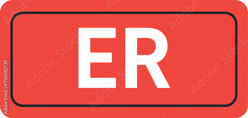 Bright red er sign urgent medical care emergency room door vector