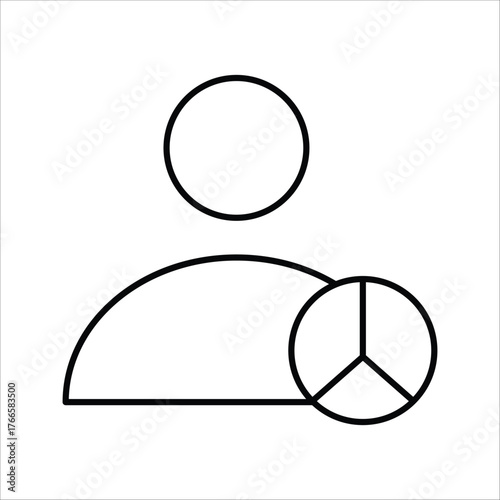 Minimalist vector outline icon depicting a person integrated with a peace symbol, representing an advocate for global harmony, social non-violence, and positive community engagement