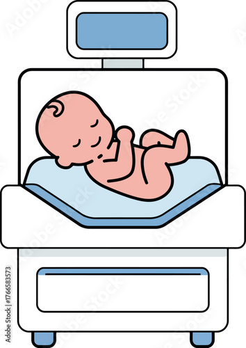 Newborn baby medical scale healthy infancy healthcare concept vector