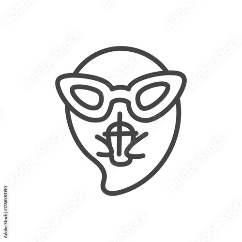 Cute summer ghost icon. Cool spirit wearing sunglasses, funny stylish design. Monochrome doodle illustration isolated on white background. Kawaii halloween sticker. Vector 10 EPS.