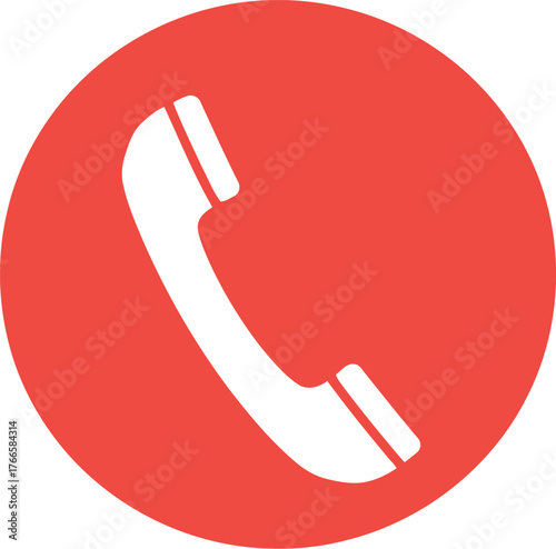 Red circle phone icon contact support communication symbol vector