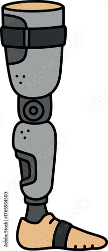 Modern bionic prosthetic leg for amputee mobility and independence vector
