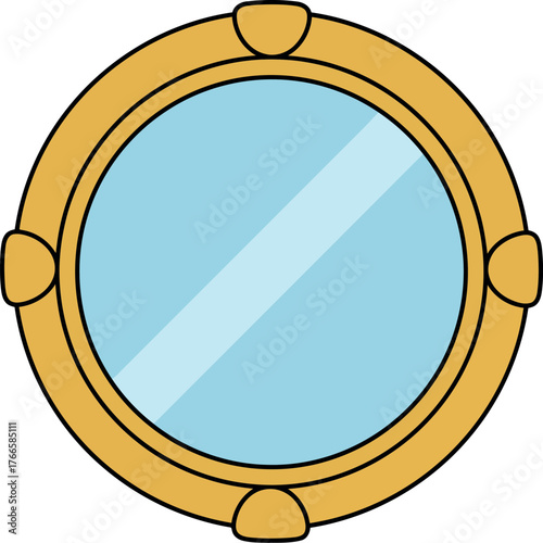 Vintage porthole window with reflection nautical decor element vector