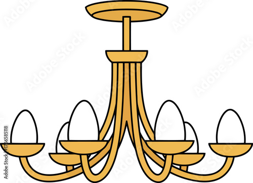 Elegant golden chandelier ceiling light fixture interior decor vector