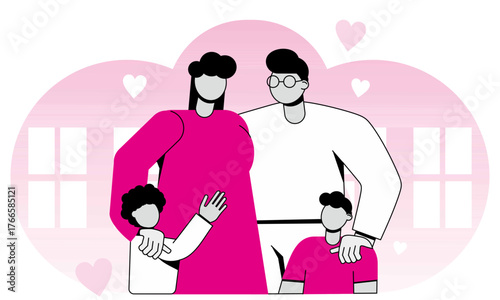 Family Love and Care Concept Illustration, The Strength of Family Bonds and Paternity/Maternity
