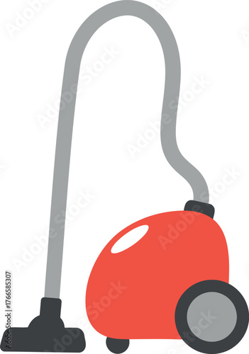 Vibrant red vacuum cleaner household appliance cleanliness icon vector