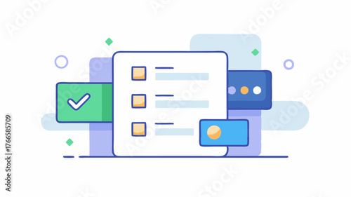 A flat design representation of a payment od selection screen with checkboxes for credit card PayPal and other options.