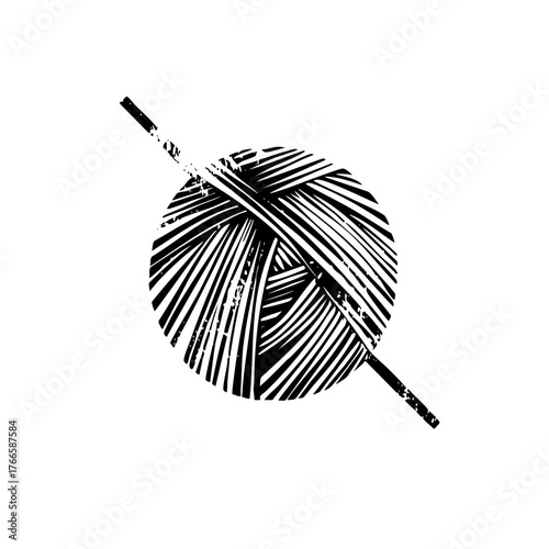 Yarn ball unravels with knitting in crafting project