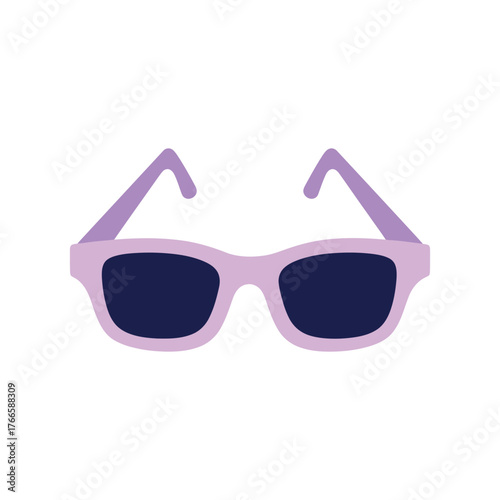 Simple flat illustration of lavender sunglasses with dark lenses eyewear accessory