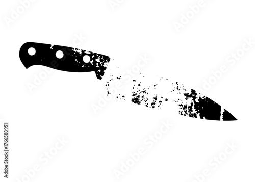 Knife disintegrates into particles in a dramatic scene