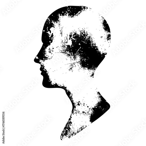 Human profile emerges from texture abstract