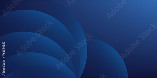 Abstract blue glowing geometric lines on dark blue background. Modern shiny blue circle lines pattern